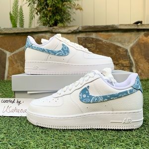 Nike Air Force 1 UNC baby blue bandana paisley